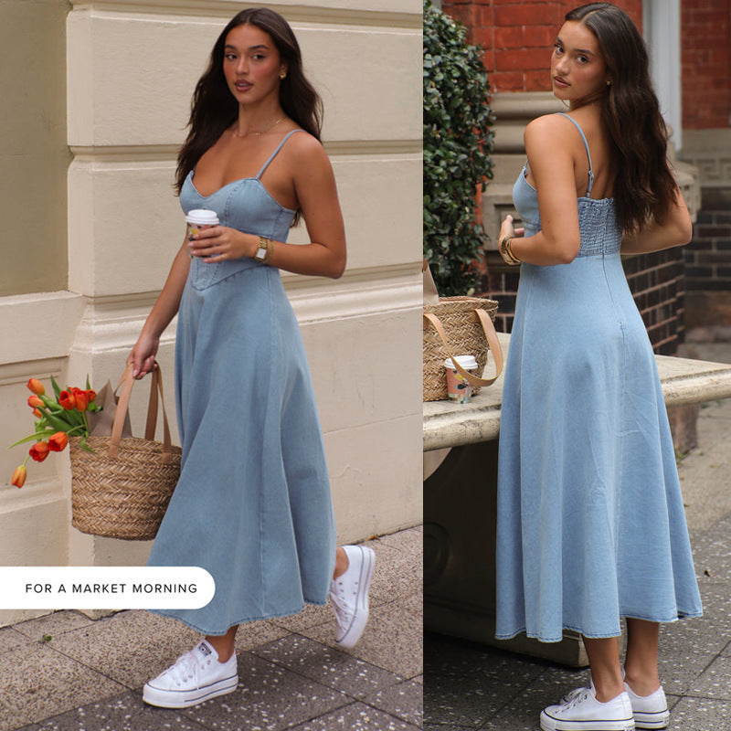 Sleeveless Denim Dress with Adjustable Straps