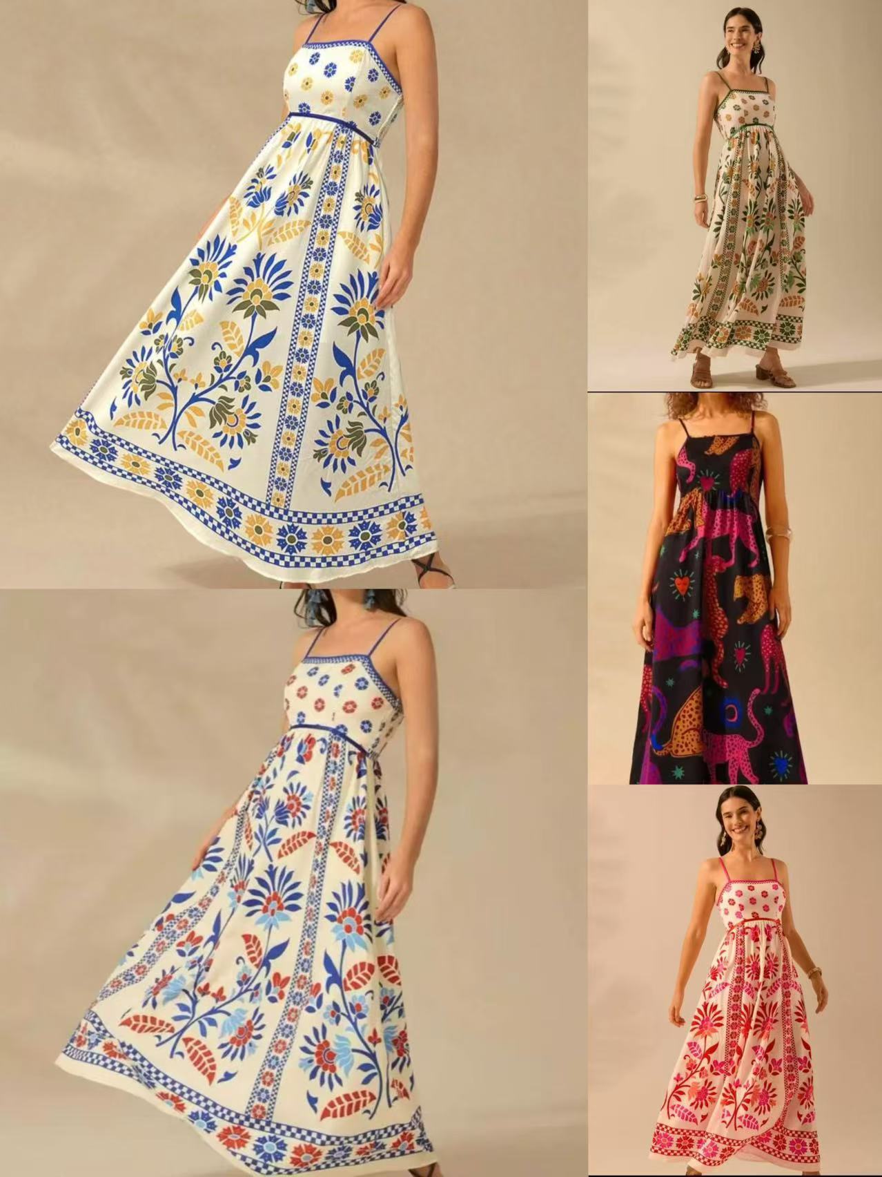 Floral Print Adjustable Strap Sling Dress