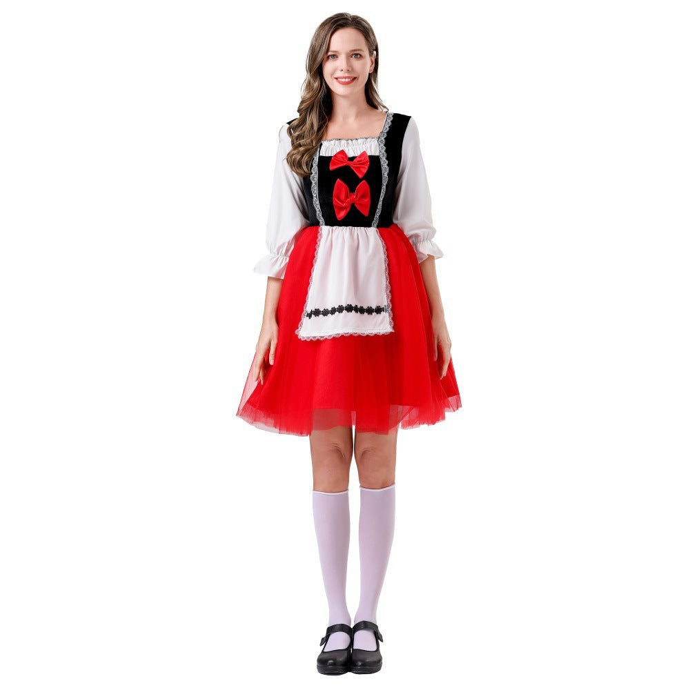 Cosplay Little Red Riding Hood Costume Women's Maid Role Play Dress Set Adult Female Outfit