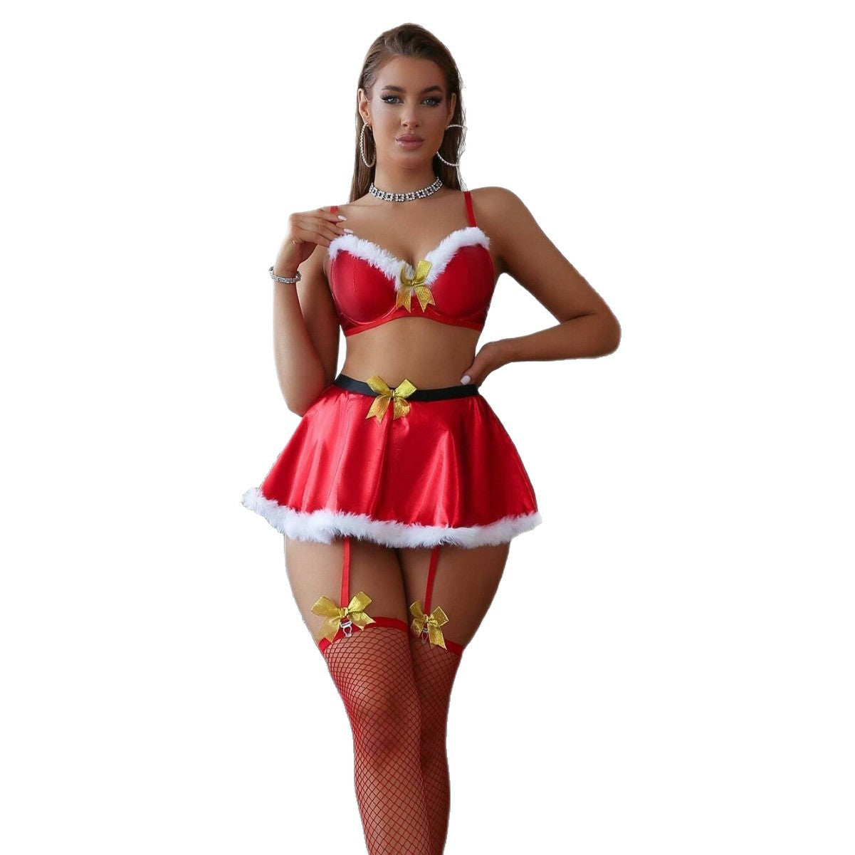 Christmas Role Playing Split Sexy Strap Stocking Sexy Underwear Set