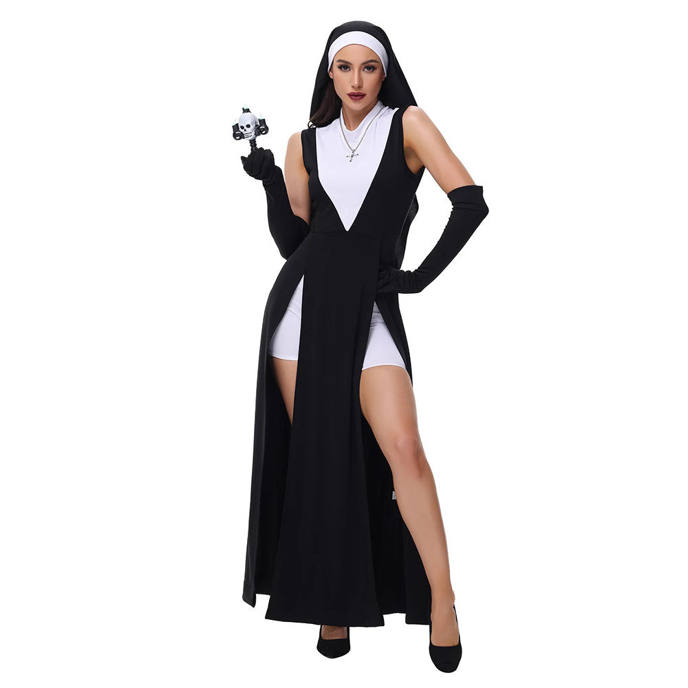 Halloween Adult Costume Role Play Easter Nun Convent Madonna Dress Sexy  Uniform