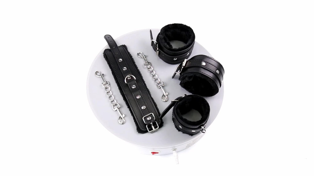 Funny Adult Articles Plush Black Handcuffs Red Pink Leather Adult Articles Tie Hands With Iron Chains