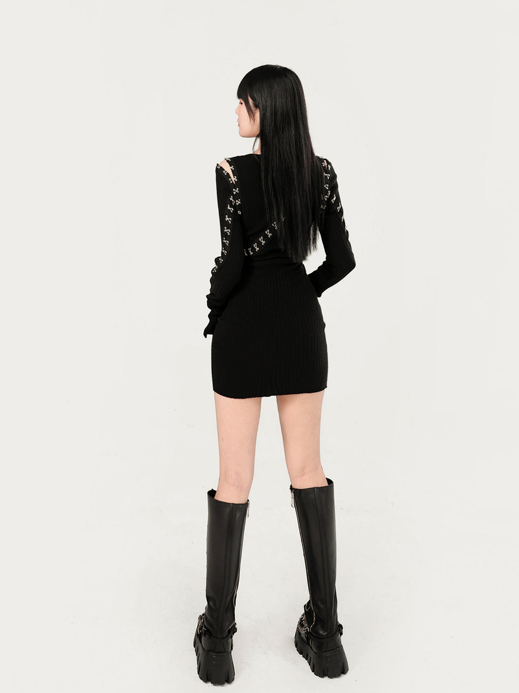 Knitted dress in dark style