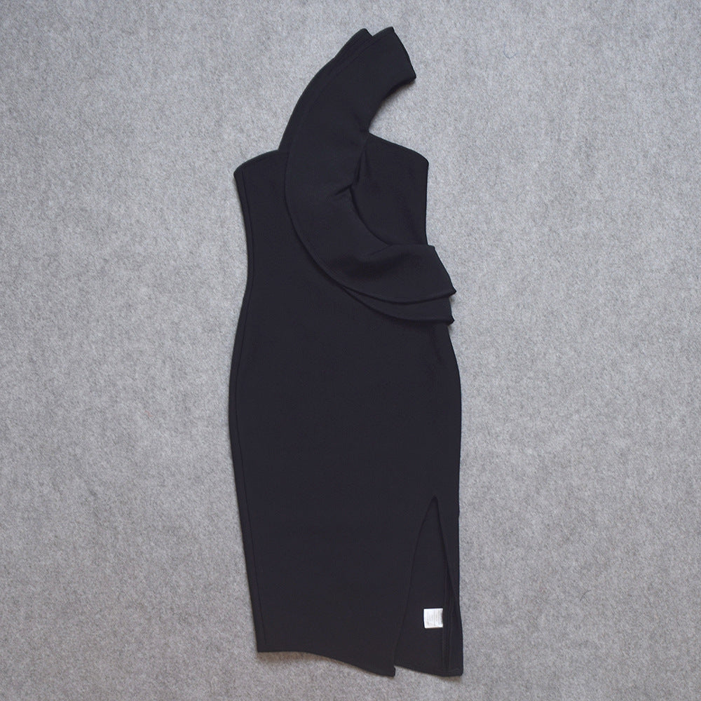 Retro One-Shoulder Stretchy Bodycon Dress