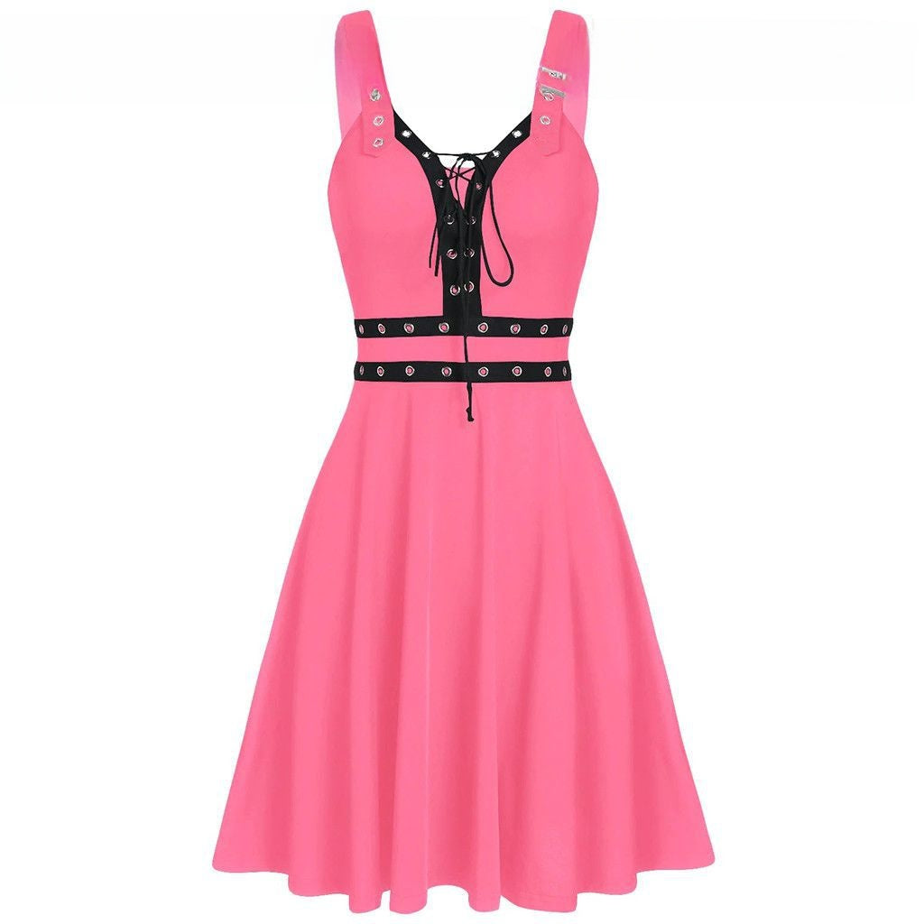 Gothic Punk Sleeveless Strappy Dress