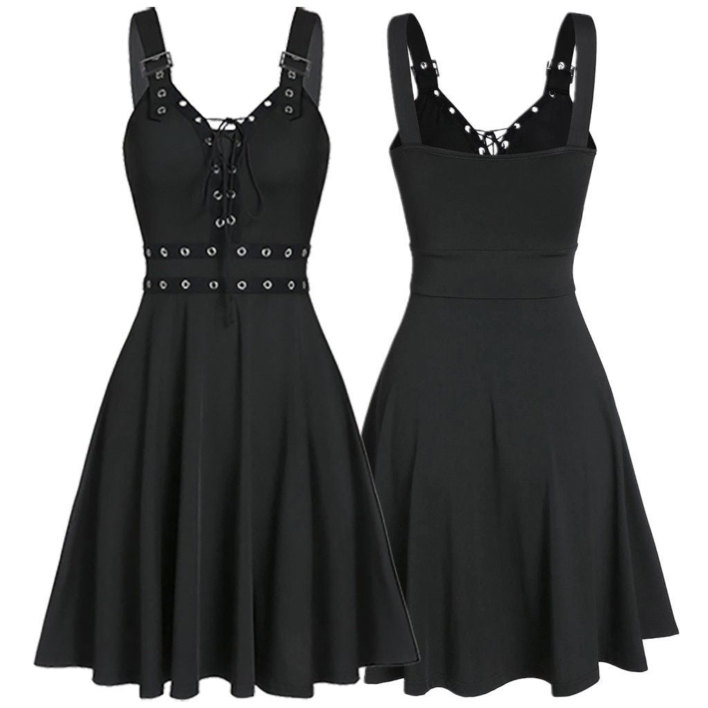 Gothic Punk Sleeveless Strappy Dress
