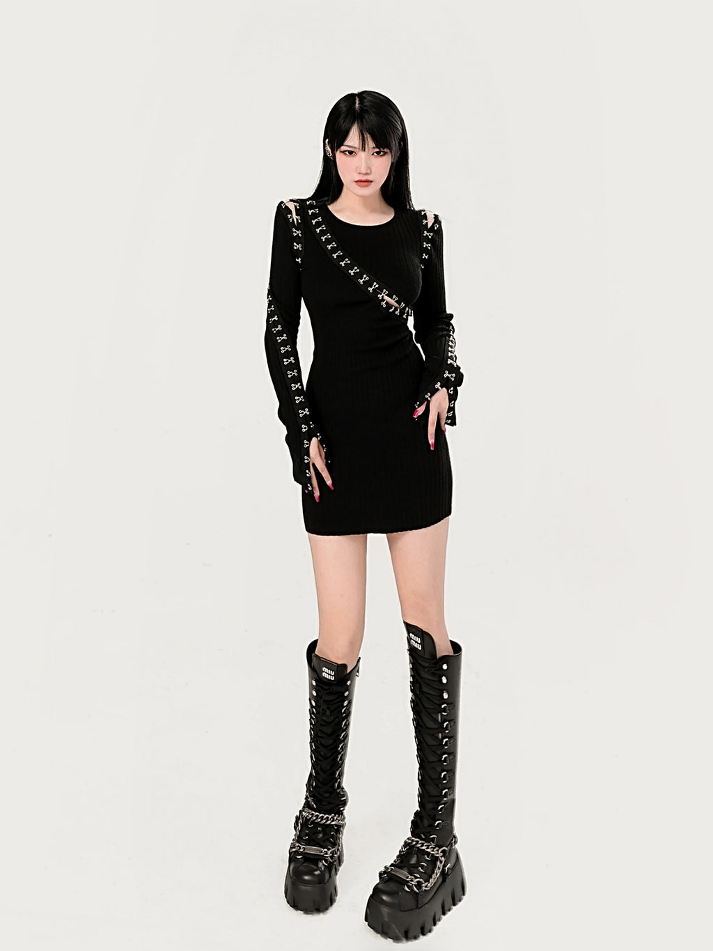 Knitted dress in dark style