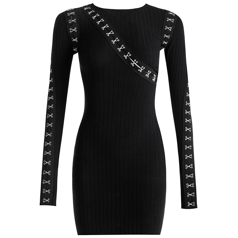 Knitted dress in dark style