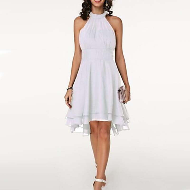 Double Layer Ruffled Sleeveless Chiffon Dress