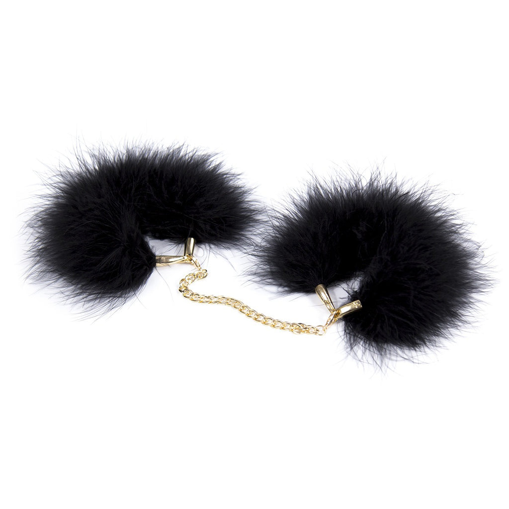 Binding Handcuffs Hand And Foot Cuffs Short Feather Small Handcuffs Feather Black Adult Products