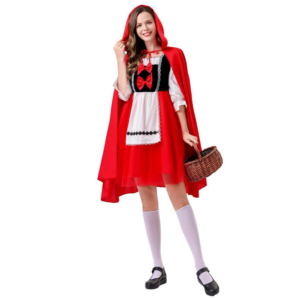 Cosplay Little Red Riding Hood Costume Women's Maid Role Play Dress Set Adult Female Outfit