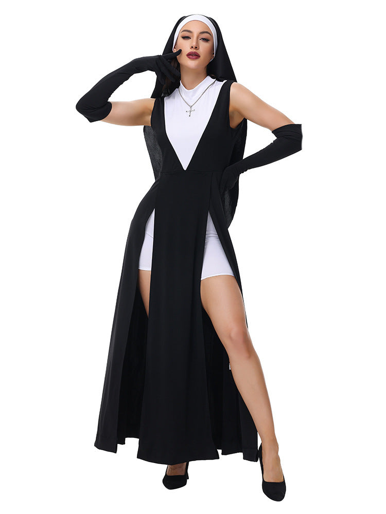 Halloween Adult Costume Role Play Easter Nun Convent Madonna Dress Sexy  Uniform