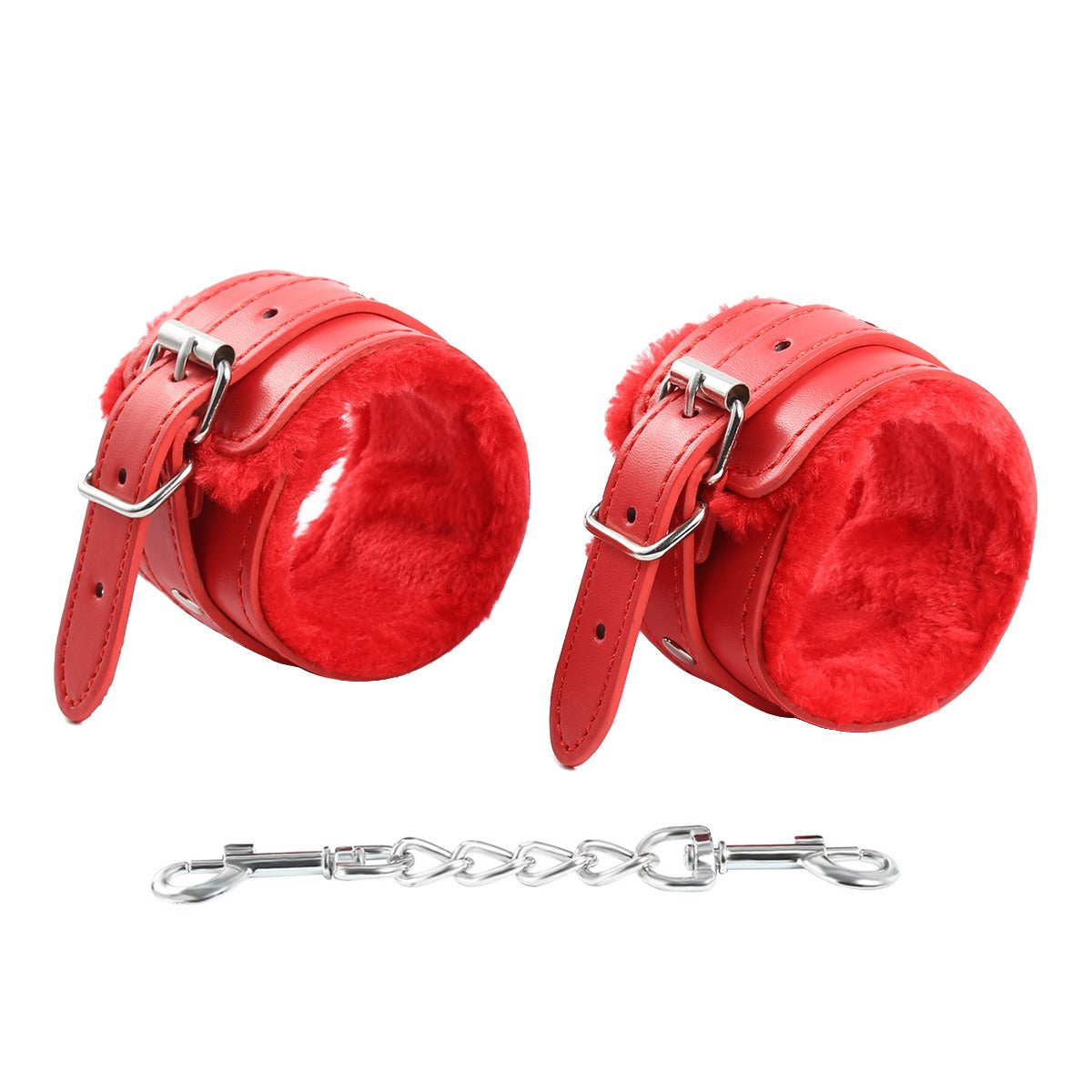 Funny Adult Articles Plush Black Handcuffs Red Pink Leather Adult Articles Tie Hands With Iron Chains