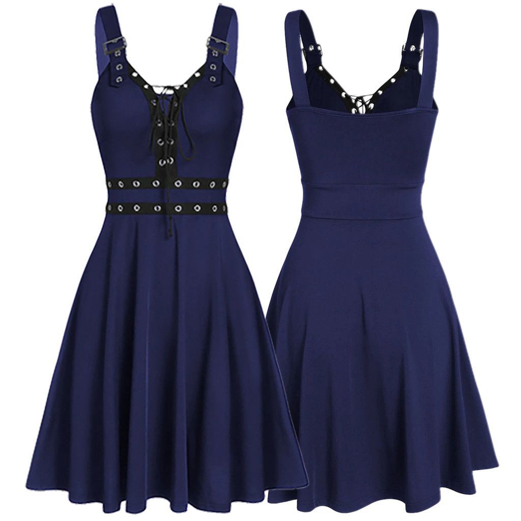 Gothic Punk Sleeveless Strappy Dress