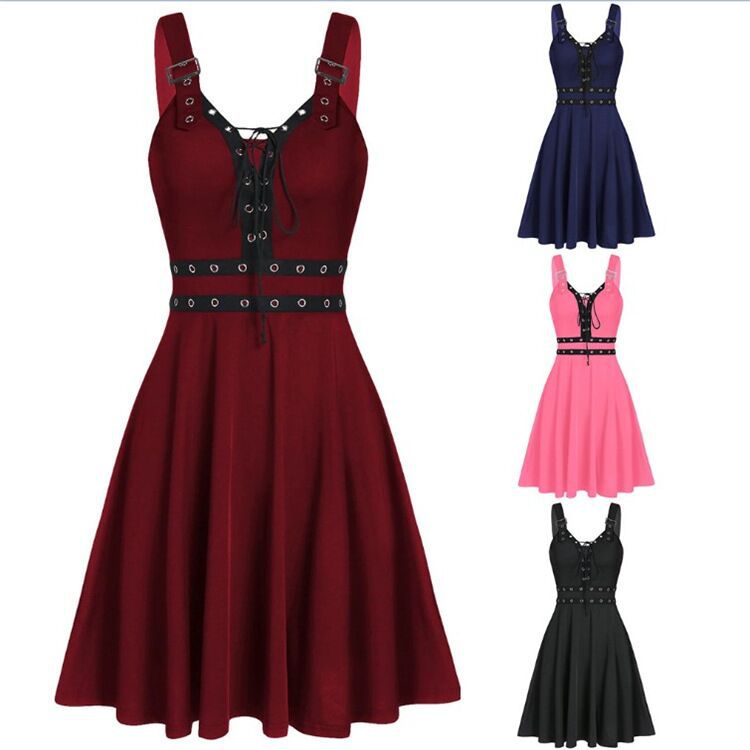Gothic Punk Sleeveless Strappy Dress