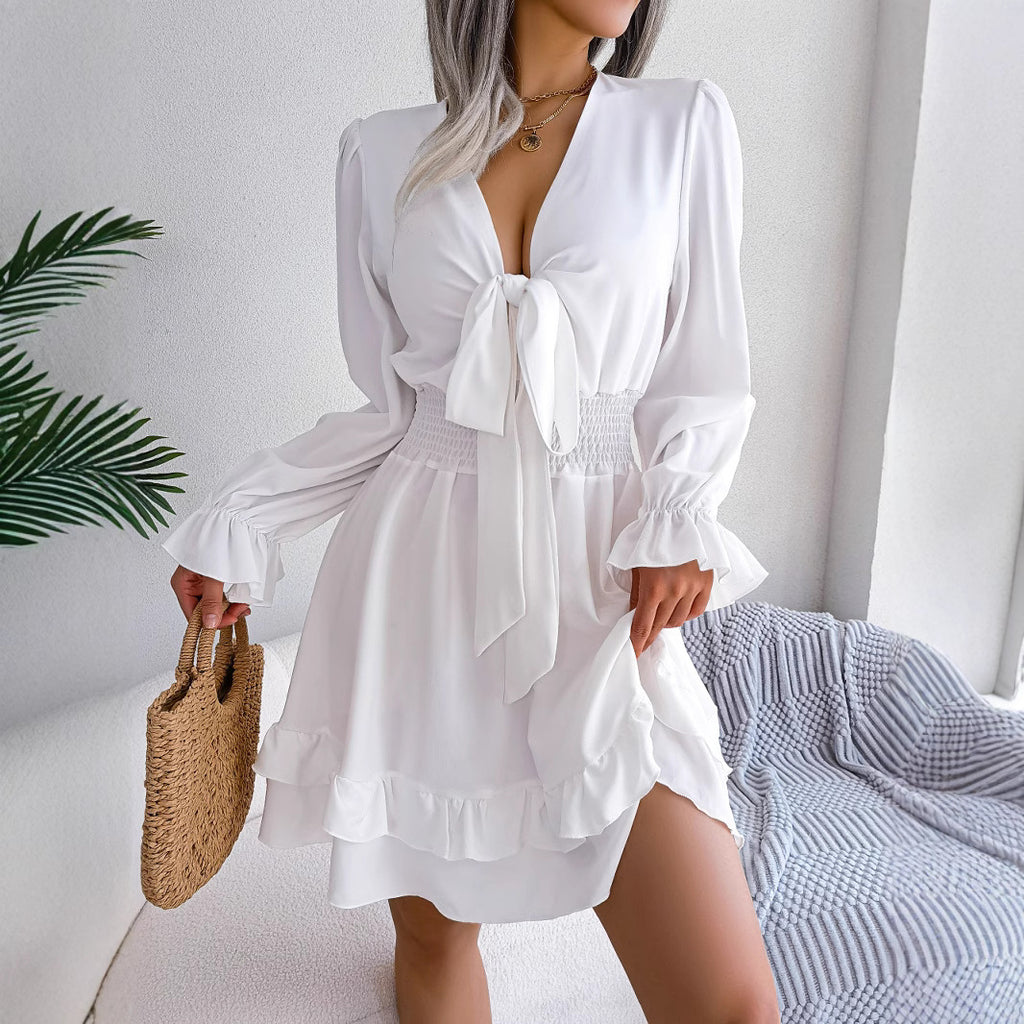 Wooden-ear style wide-sleeved dress