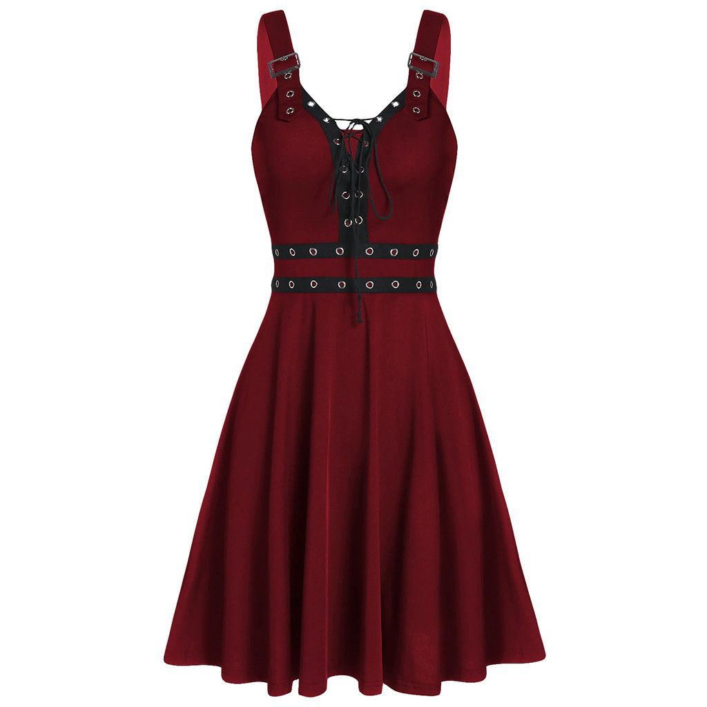Gothic Punk Sleeveless Strappy Dress